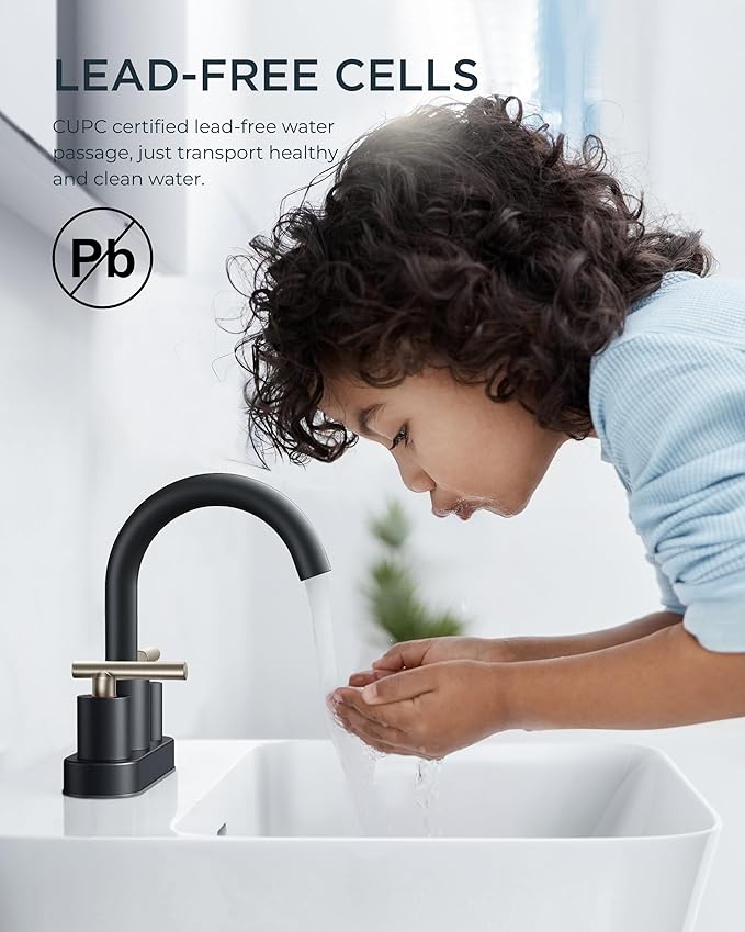 FORIOUS 4 Inch Centerset Bathroom Sink Faucet Black and Brushed Nickel