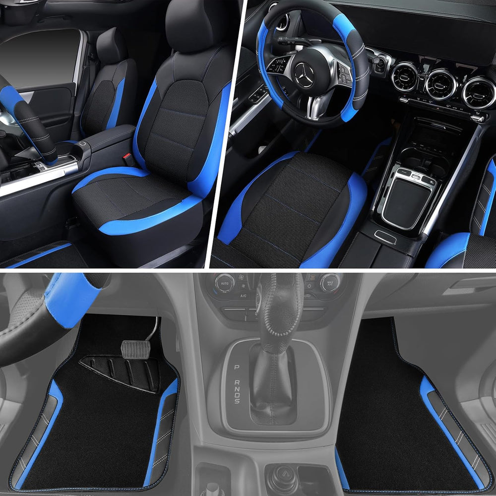 CAR PASS Air Mesh Leather Car Seat Covers Full Set, Waterproof Car Floor Mats...