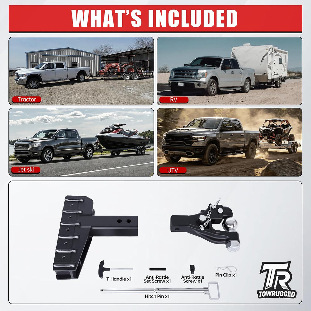 2-5/16"Ball Pintle Attachment Bundle with Adjustable Channel Mount Hitch...