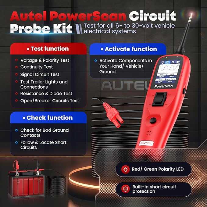 Autel PowerScan Automotive Circuit Tester, Power Circuit Probe Tool, 12-24V