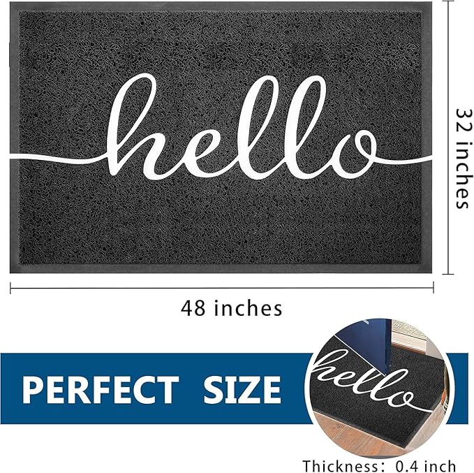 EARTHALL Funny Hello Mats Outside/Inside 48"x32", Front Door Mat Ou...