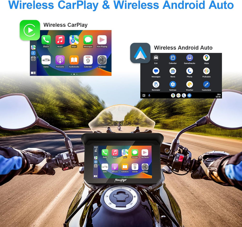 2026 FancyTiger Portable 5" Wireless Motorcycle Carplay (Inculed 128G SD...