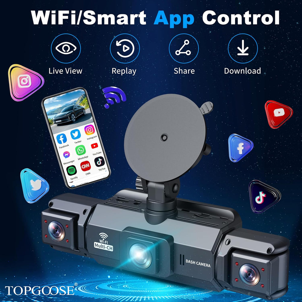 4 Channel Dash Cam 360° View, TOPGOOSE 2K FHD Front and Rear Inside, Left Rig...