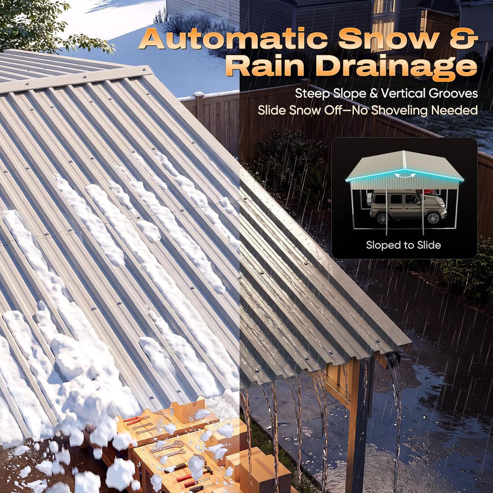 Quictent Heavy Duty 20x20FT Metal Carport with Front & Rear Sloped Roof