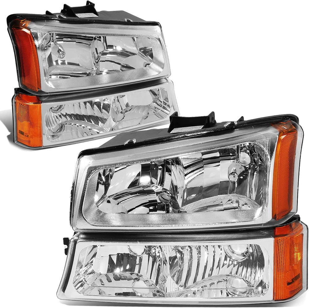 DNA MOTORING Pair Headlight Assembly Compatible with 2003-2006 Chevy Silverad...