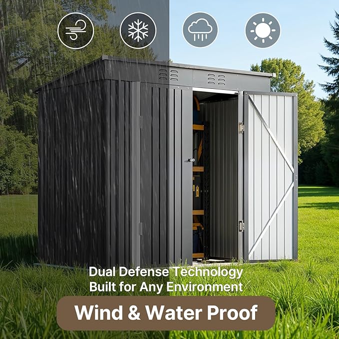 Bealife 6' x 4' Outdoor Storage Shed Clearance, Metal Outdoor Storage...