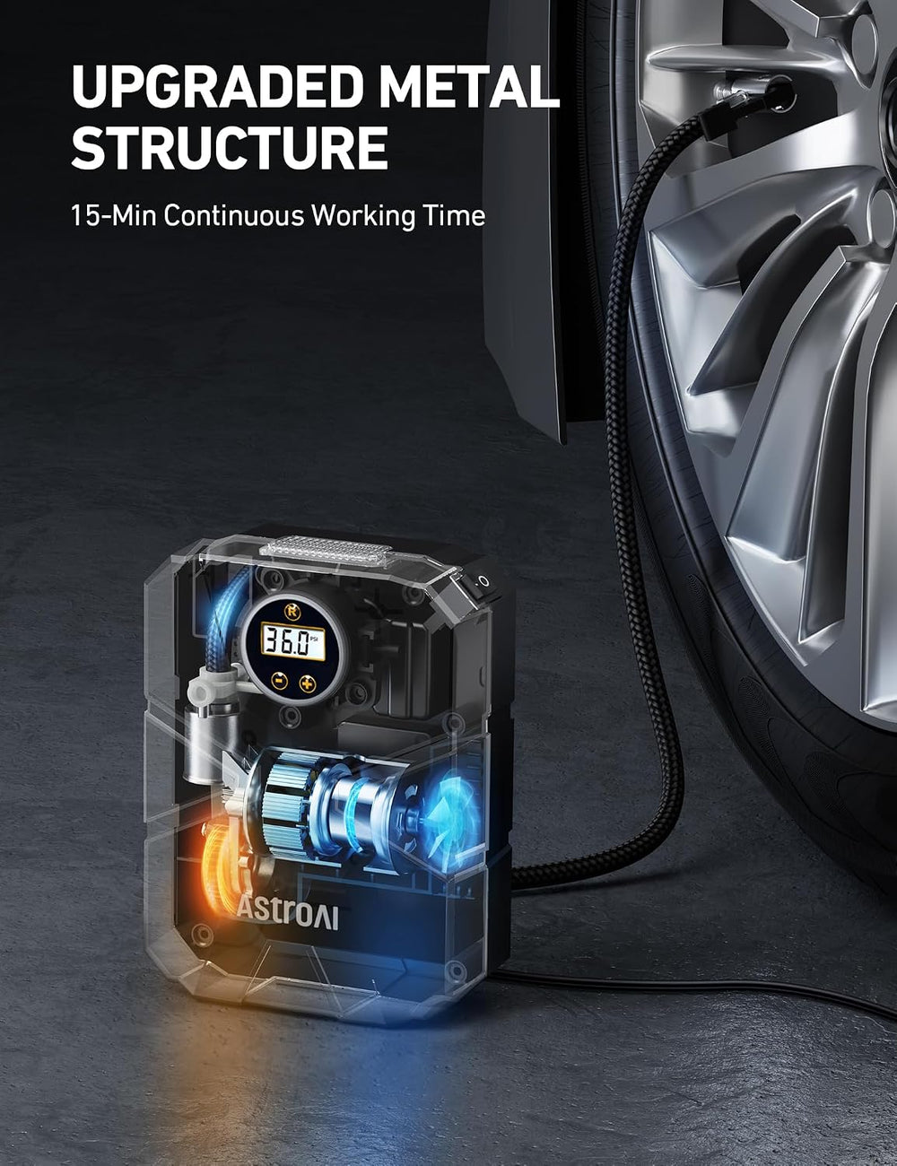 AstroAI S1 Tire Inflator Portable Air Compressor 12V DC with Digital Gauge