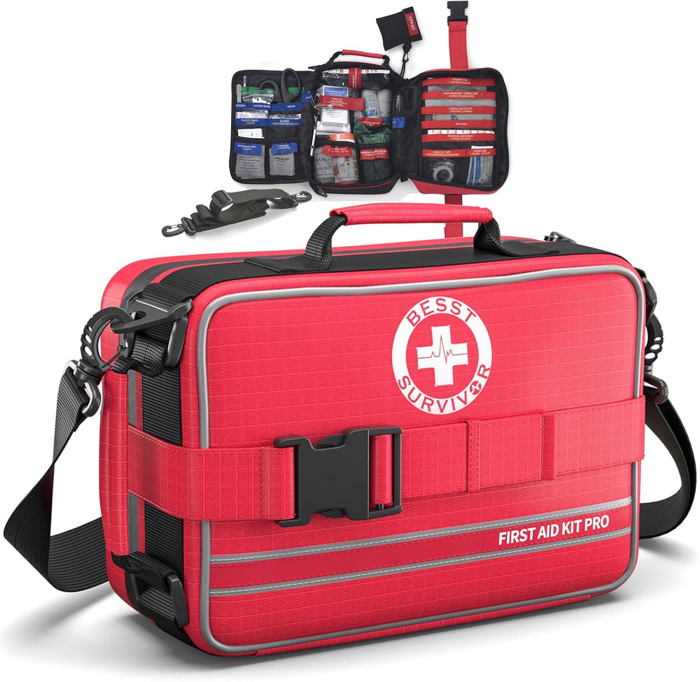 Comprehensive First Aid Kit for Home, Premium Emergency Trauma Kits with Shou...