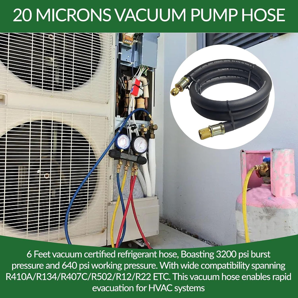 1/2" High Flow Vacuum Hose for Refrigeration, 6FT, 1/2" x 1/4"...