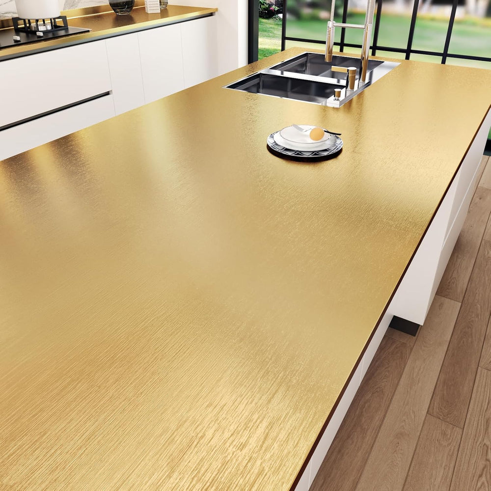 Gold Stainless Steel Contact Paper for Appliances Textured Gold Refrigerator ...