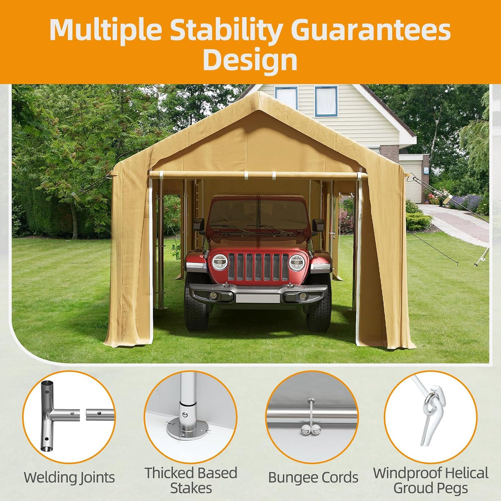 GAOMON 10x20 Ft Carport Heavy Duty Canopy, Portable Garage with Removable Sid...