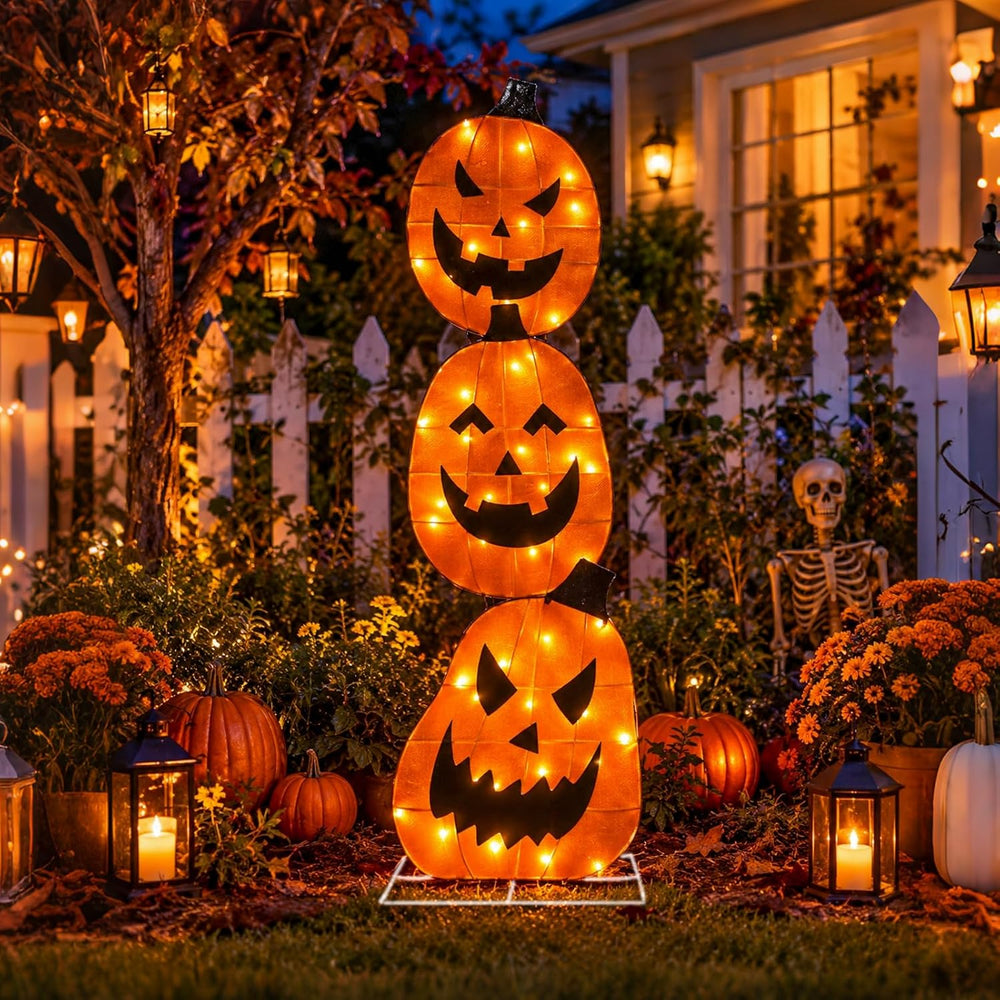 5FT Light Up Pumpkin Halloween Decorations Outdoor, 45 Lights