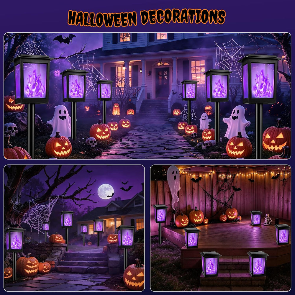KYEKIO Large Size & Gen2 Purple Flame Solar Halloween Lights Outdoor Decor