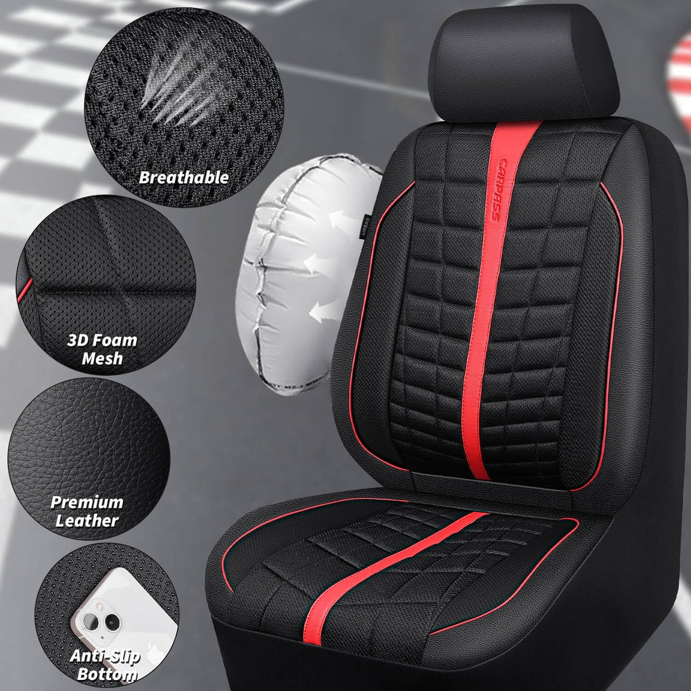 CAR PASS Leather Air Mesh Seat Covers for Cars, 3D Foam Leather Car Seat Cove...