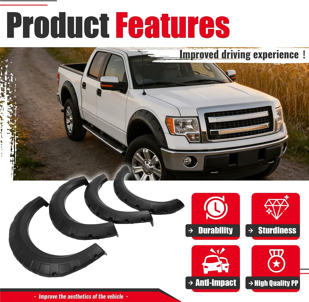 Fender Flares Compatible with 2009-2014 Ford F-150 | Styleside Bed 67.0"...