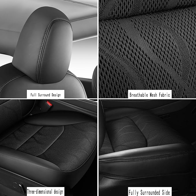 Tesla Model Y Seat Cover Full Set, Faux Leather Tesla Car Seat Cover, Perfect