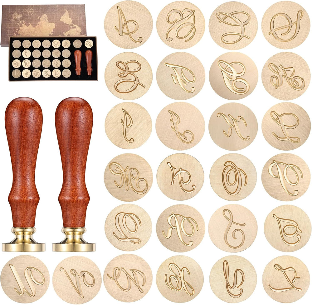 Yoption Handwritten Initial Alphabet Wax Seal Stamp Kit, Letter A-Z