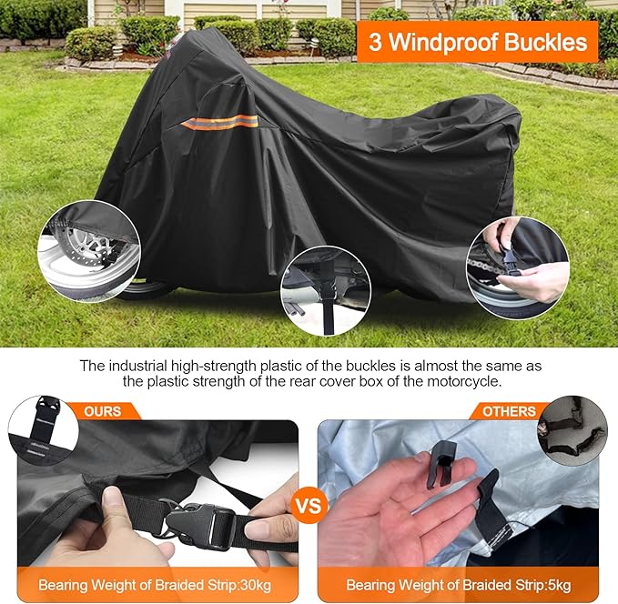 Comnova Motorcycle Cover 104 Inch, 600D Universal Motorcycles Cover Waterproof