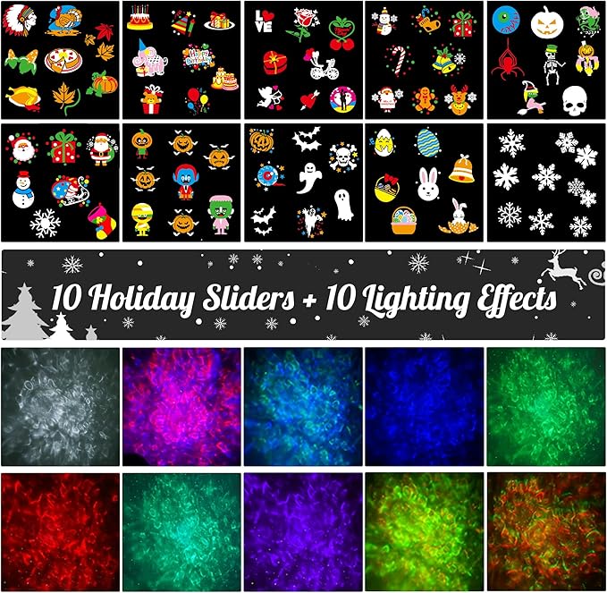 2025 Upgrade Christmas Halloween Projector Lights Outdoor Decorations, COOLWU...