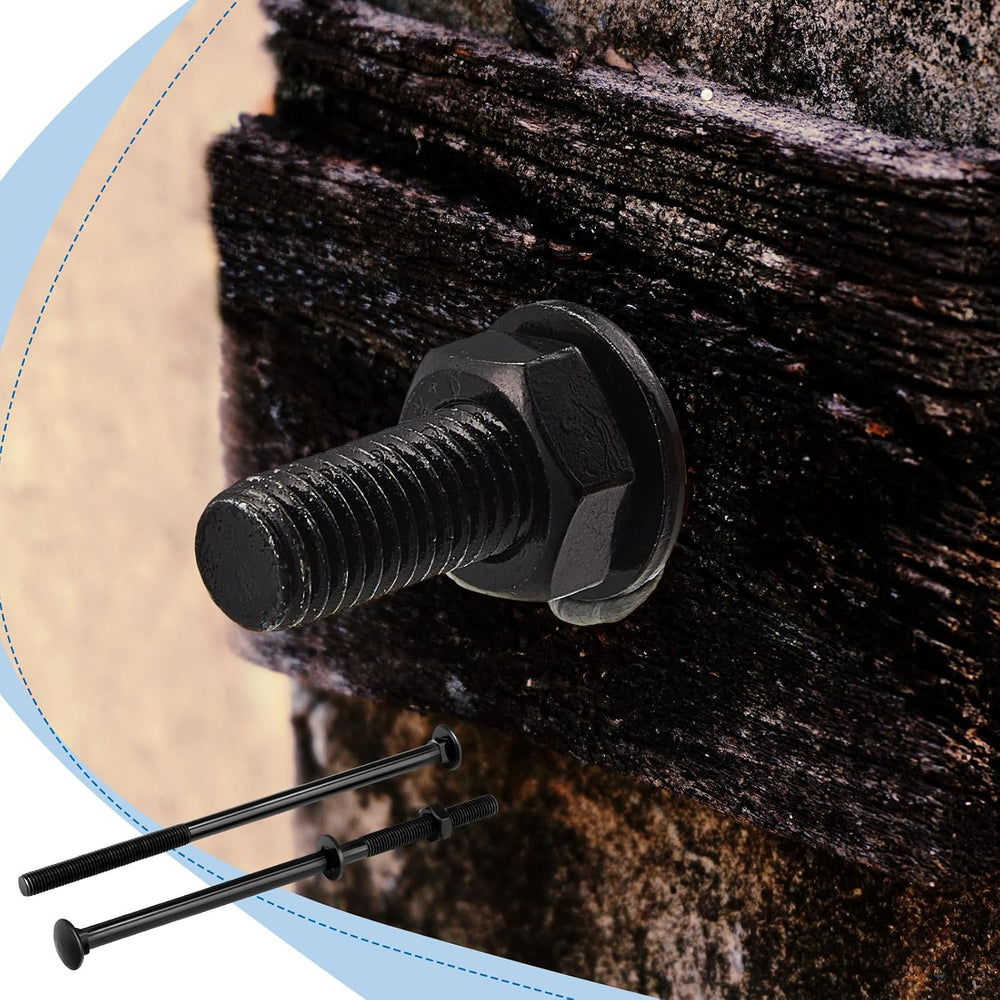 Zonon 12 Sets Carriage Bolt, Black, 1/2 x 10 Inch