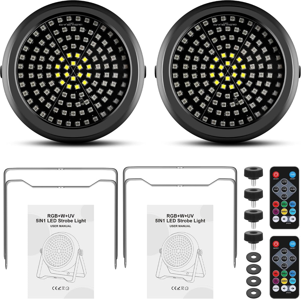 Strobe Lights for Halloween,2Pack 30W 126LEDs RGB+W+UV DJ Strobe Lights with ...
