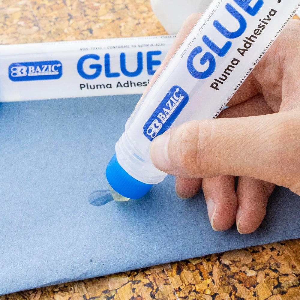 BAZIC Products Clear Glue Pen, 1.7 Fl Oz, Acid-Free, 2 Count, 24-Box