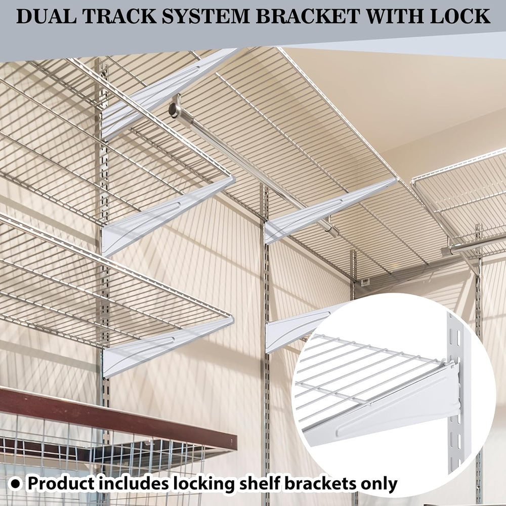 Wonderjune 12 Pcs Adjustable Locking Shelf Bracket 16 Inch Shelf Brackets Hea...