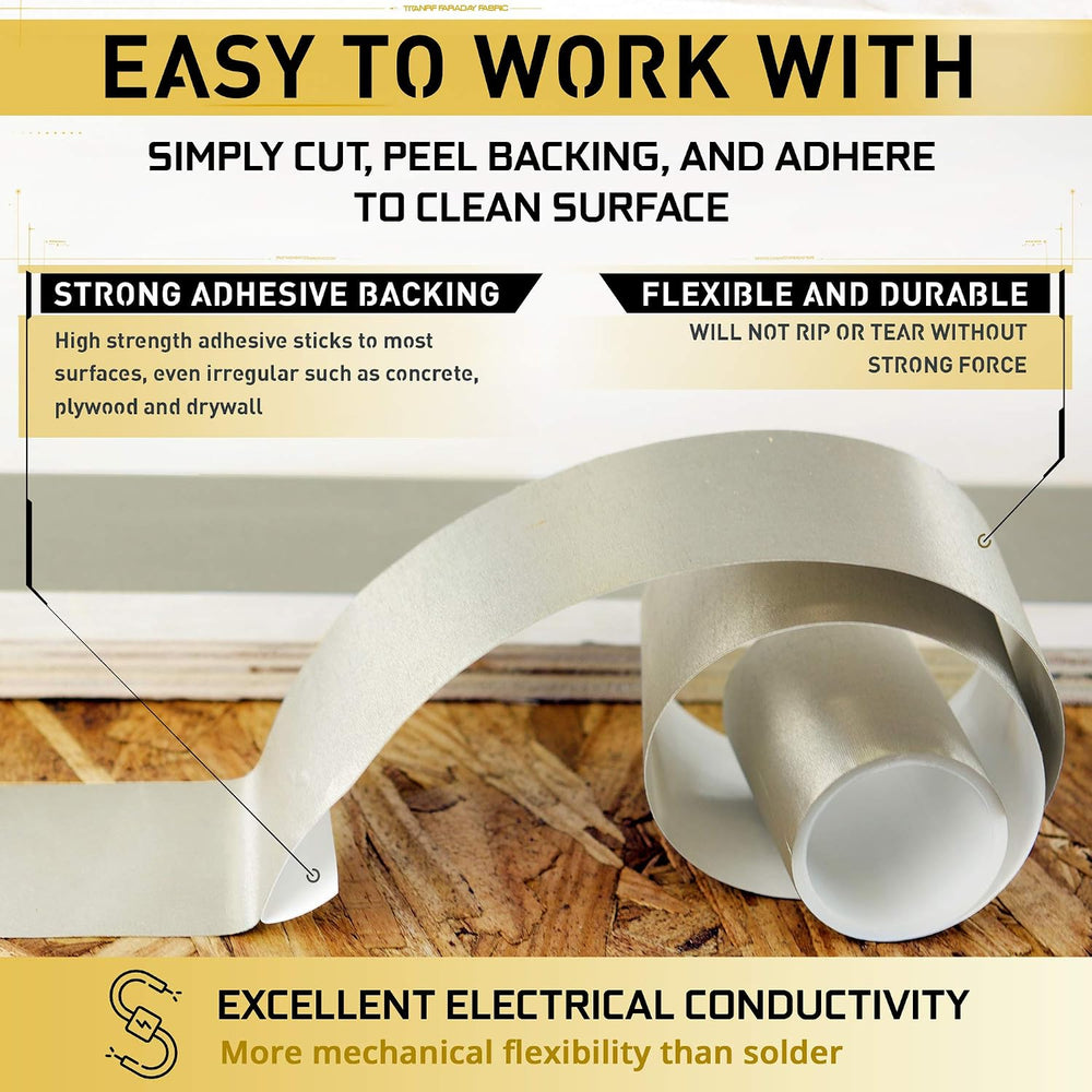 TitanRF Faraday Tape, Conductive Adhesive RF Shielding Roll, 6in x 10ft