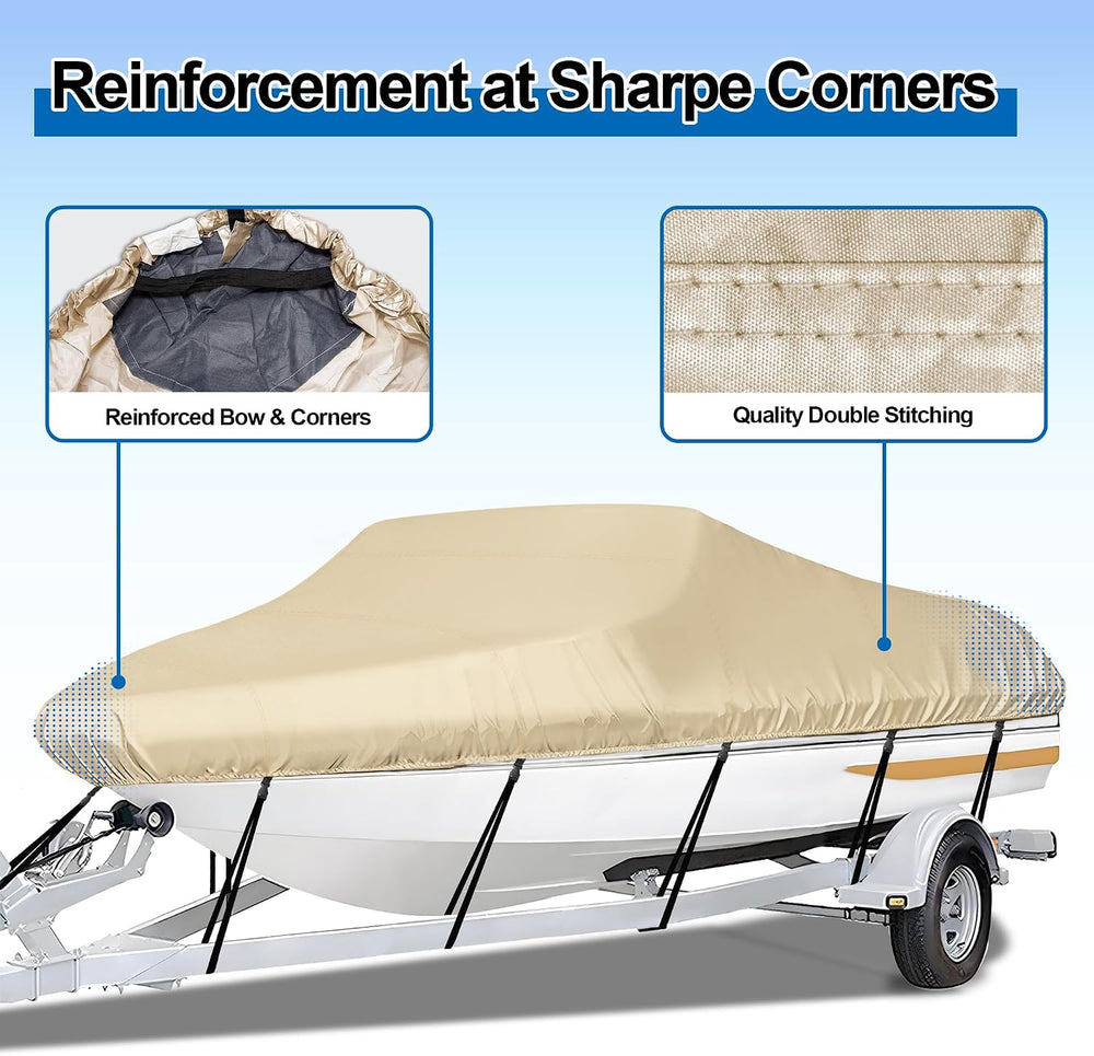 iCOVER Trailerable Boat Cover- 20'-23' Heavy Duty Waterproof Tarp Cov...