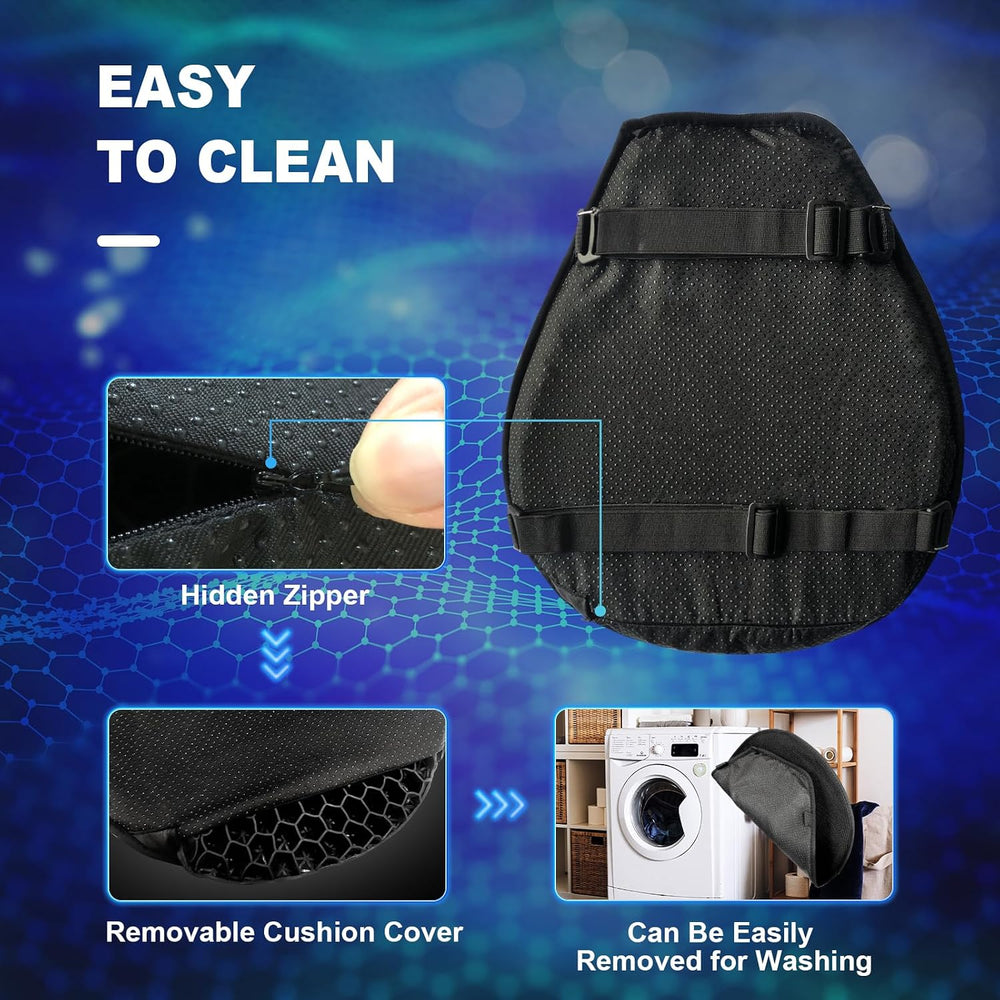 Motorcycle Seat Cushion, 3D Honeycomb Gel Pad, Pressure Relief Shock Absorpti...