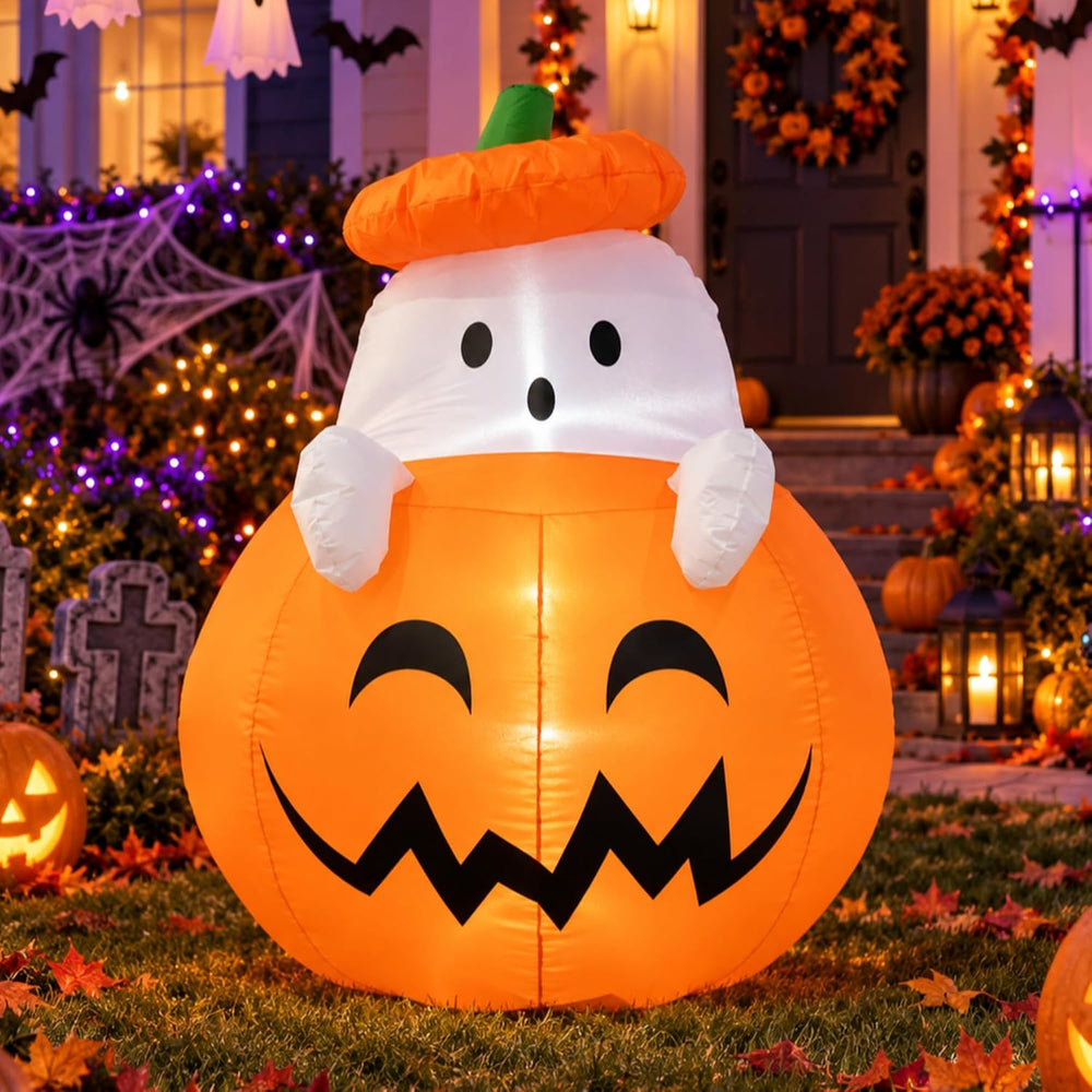 Inflatable Ghost Outdoor Decoration, 4ft Halloween Scary Blow Up Yard Décor