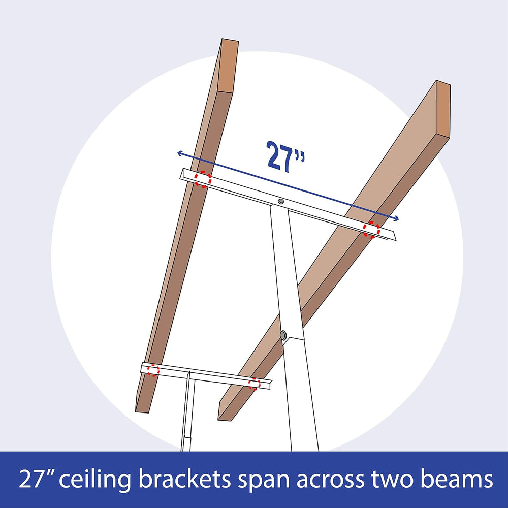 SafeRacks 3x8 Overhead Garage Storage Rack, White, 12"-21" Height