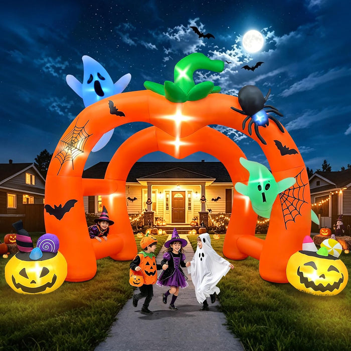 Kalolary 12FT Halloween Inflatable Archway,Giant Pumpkin Inflatable Tunnel