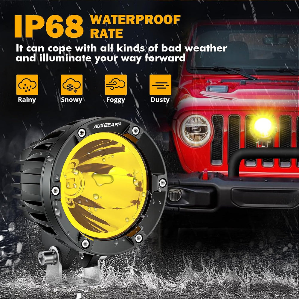 Auxbeam C4 Series 4 Inch 72W Amber Fog Lights, Off Road Round Spot Beam