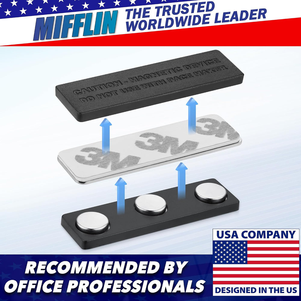 Mifflin-USA Name Tag Magnets (100 Magnets, 1.75 x 0.5 inches), Name Tag Magne...