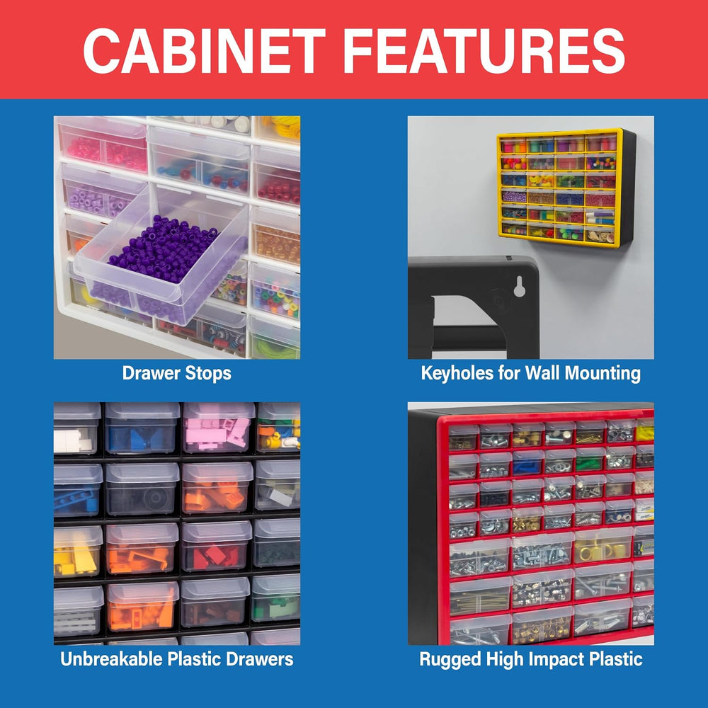 Akro-Mils 24-Drawer Plastic Storage Cabinet, 20" W x 6" D x 16&quot...