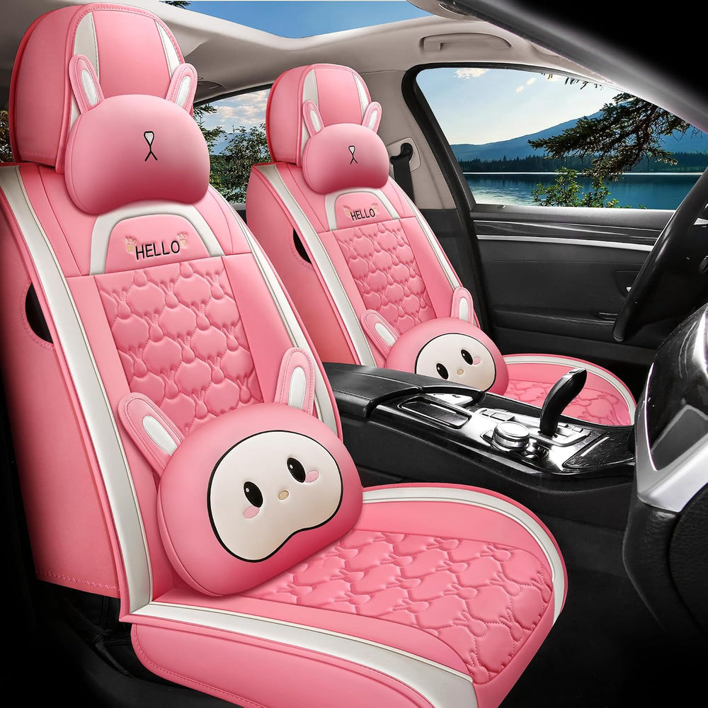 INZU Cute Cartoon Rabbit Comfortable Car Seat Covers with Waterproof PU Leath...