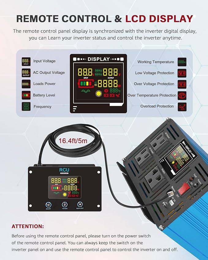 4000 Watt Pure Sine Wave Power Inverter DC 24V to 110/120V AC