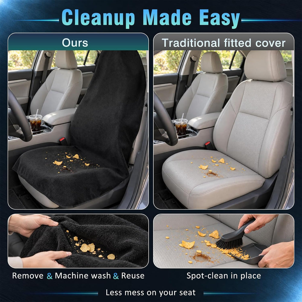 ZIMABLUE 2-Pack Waterproof Towel Car Seat Covers, Heavy Duty, Black