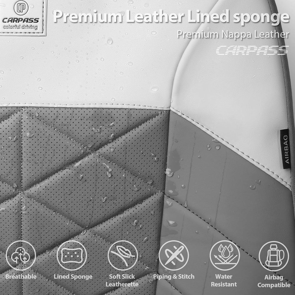CAR PASS Luxury Memory Foam Leather Front Seat Covers, Breathable Perforated ...