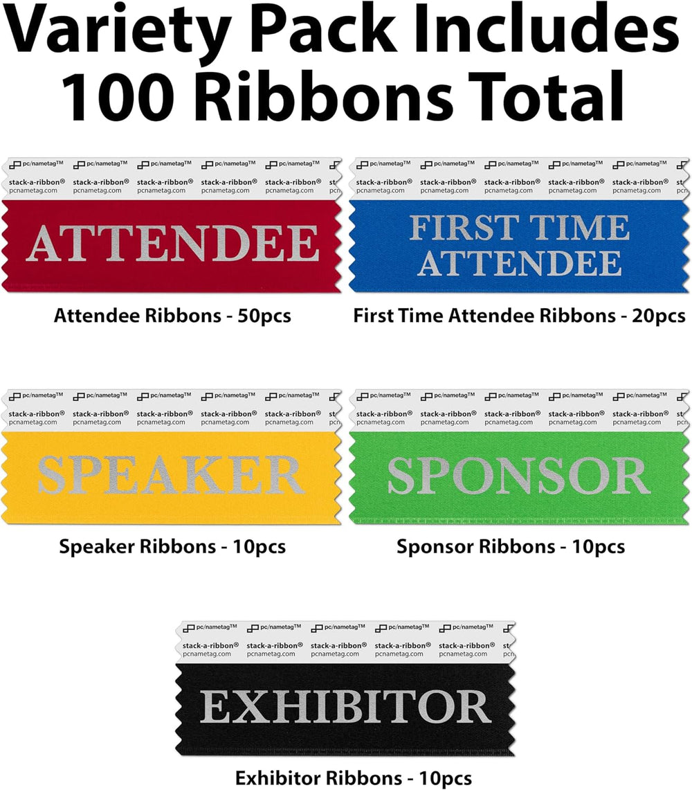 4 Inch Conference Title Badge Ribbons, 100 Variety Pack