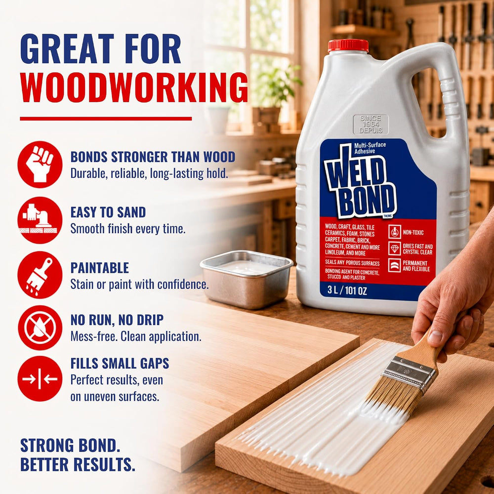 Weldbond Glue - Bonds Most Anything! 3L /101 oz Non-Toxic Adhesive Glue For W...