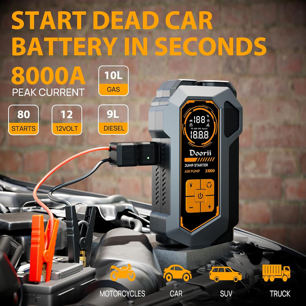8000A Jump Starter with Air Compressor, Car Jumper Starter Portable, 150PSI T...
