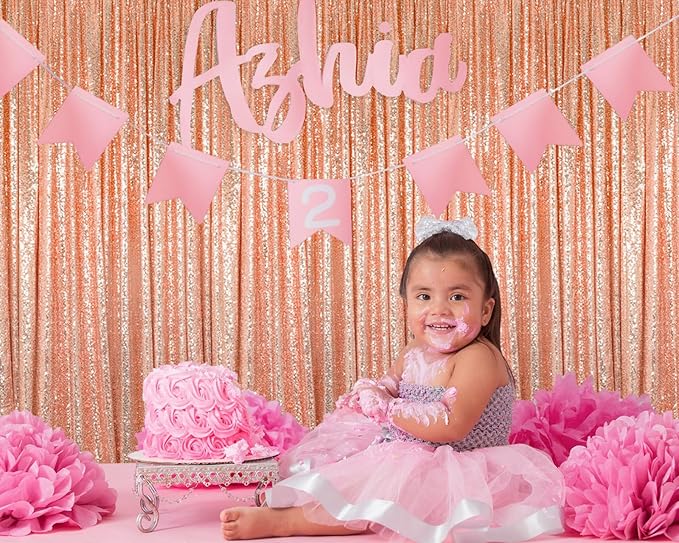ShinyBeauty Rose Gold Backdrop Curtain 10ft Sequin Backdrop-Curtain 4 Panels ...