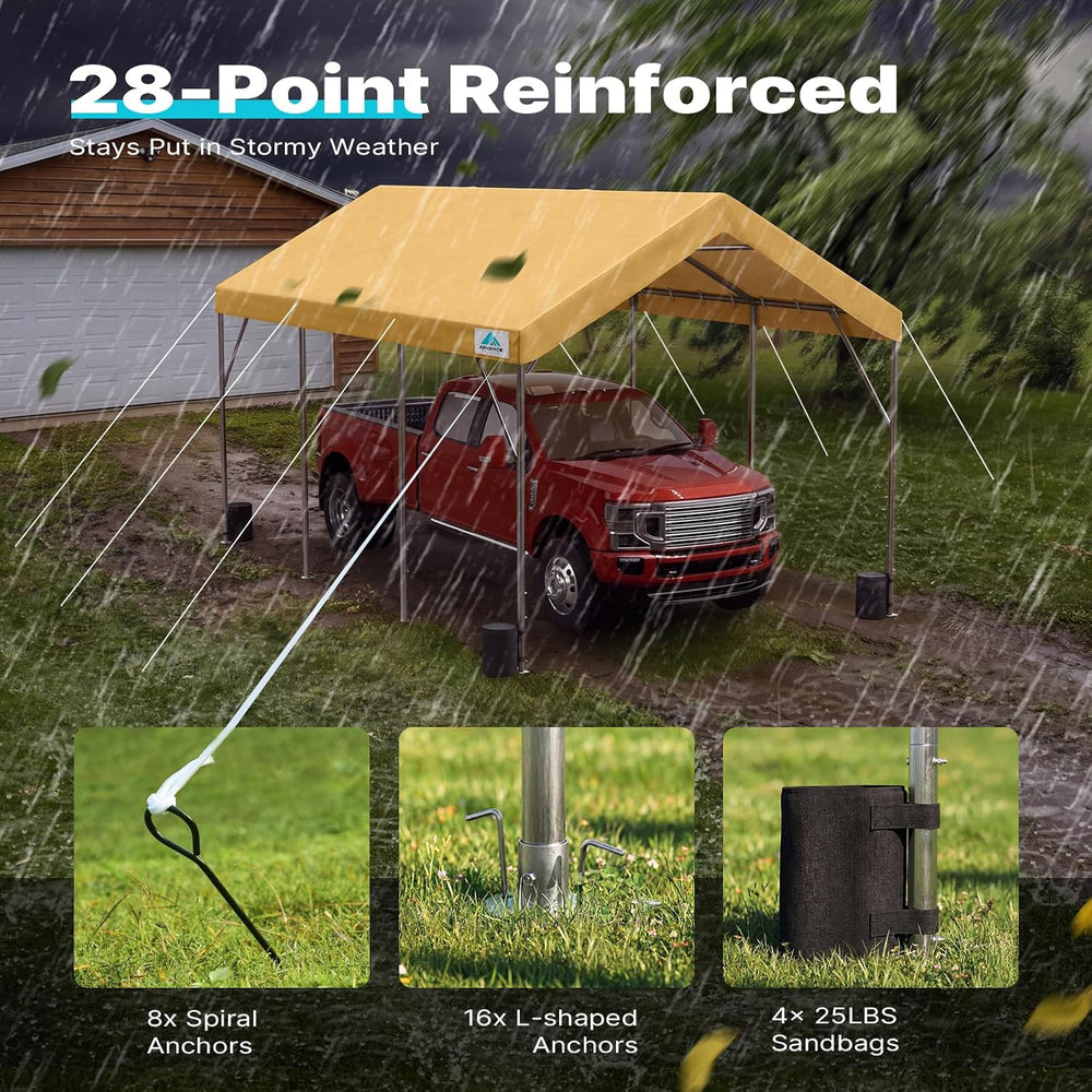 ADVANCE OUTDOOR 12x20 ft Heavy Duty Carport Potable Car Canopy Garage Party T...