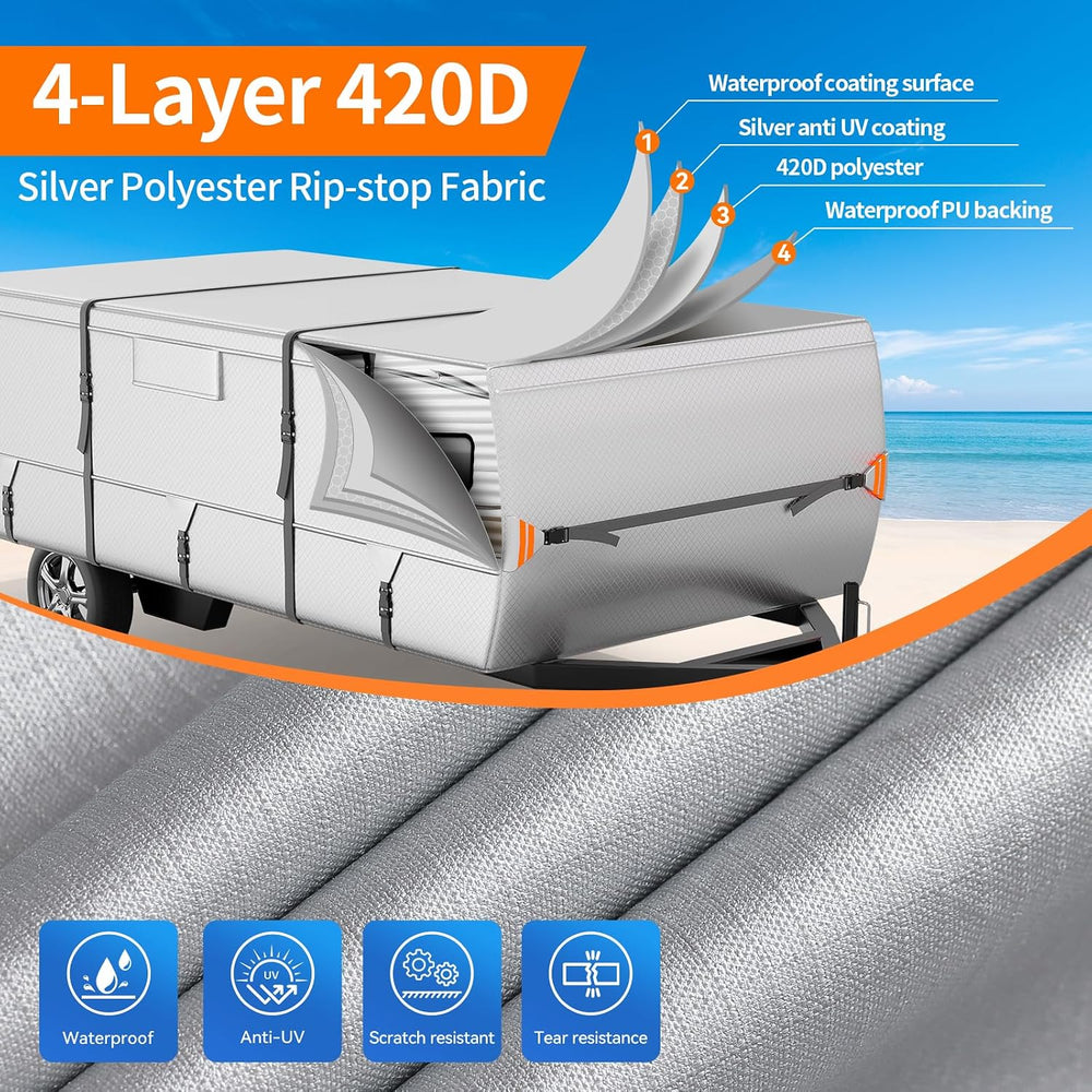 Oxford Fabric Pop Up Folding Camper Cover 14'-16' Super Waterproof Te...