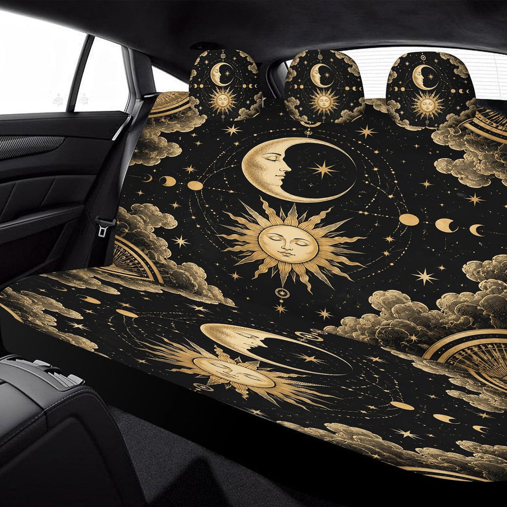 Boho Sun Moon Car Seat Covers Full Set, Universal Auto Seat Protector