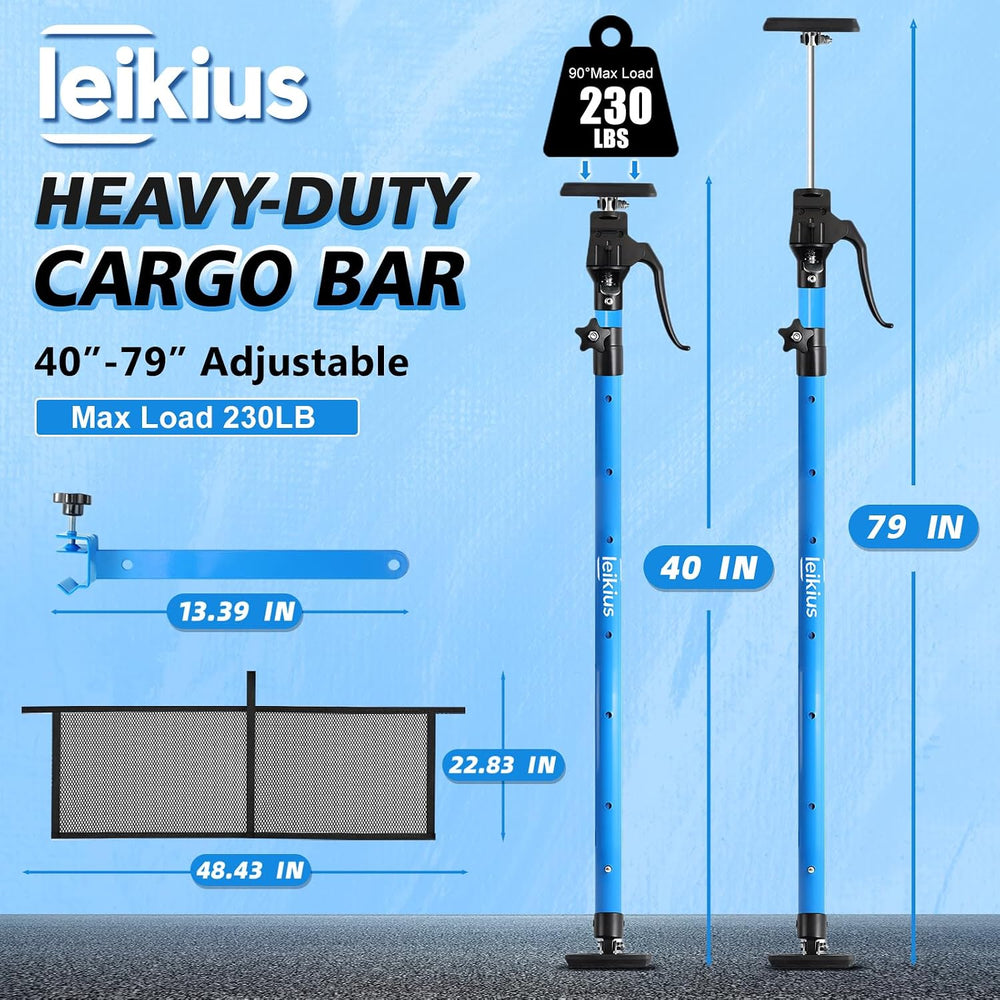 79 inch Heavy Duty Adjustable Cargo Bar,200LB Capacity，Non-Slip Truck Bed Div...