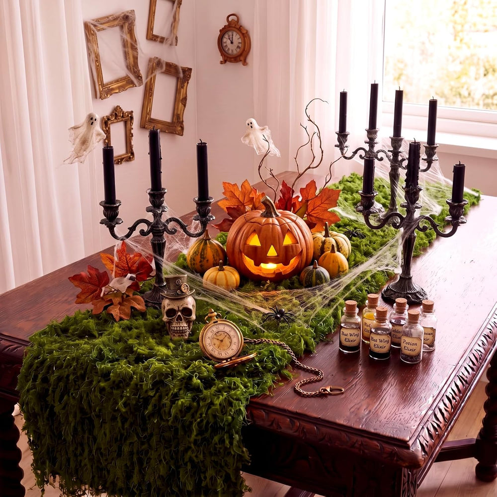 2 Artificial Moss Table Runner Halloween Enchanted Party Decor, Green
