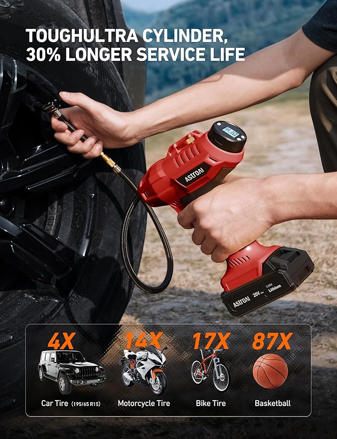 AstroAI C2 Cordless Tire Inflator Air Compressor 20V Rechargeable Battery